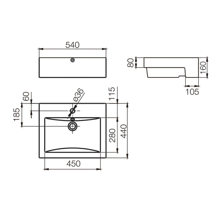Lavatorio Bacha Ferrum Dongio Semiencastrar Rectangular (LKS14-B)
