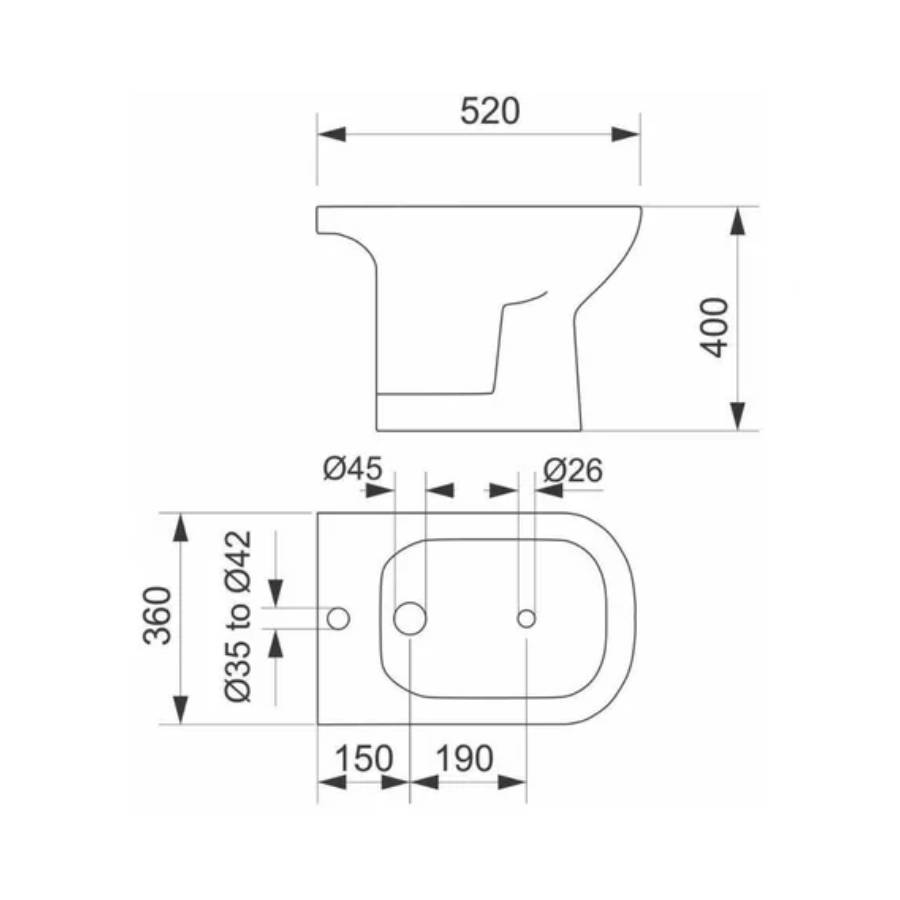 Combo Piazza Amalfi Inodoro + Depósito + Bidet 1 AG + Tapa (B0100) (B0104)
