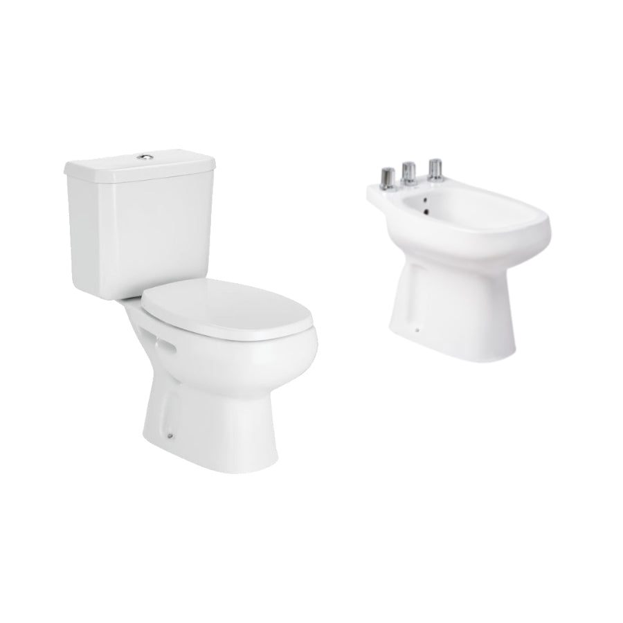 Combo Roca Monaco Inodoro Largo + Depósito + Bidet + Tapa 80102