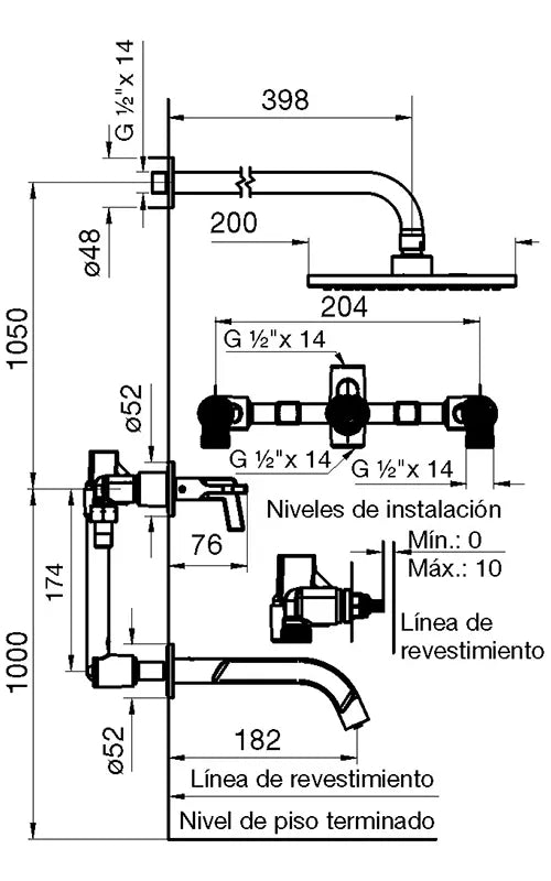 Griferia de Ducha c/ transferencia FV Arrayan (0103/h6)