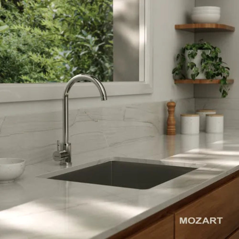 Grifería De Cocina Monocomando Acero Mozart Praga (7198)