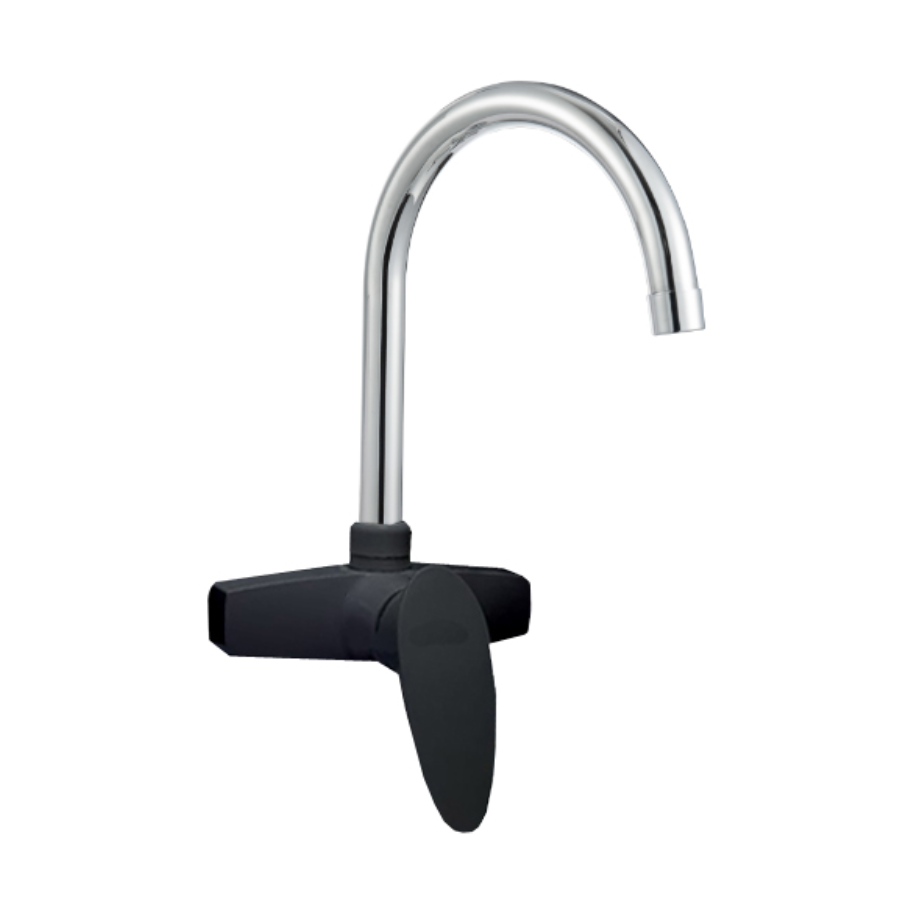 Grifería de Pared Monocomando Doha Abs Negra/Cromada Mozart (7153)
