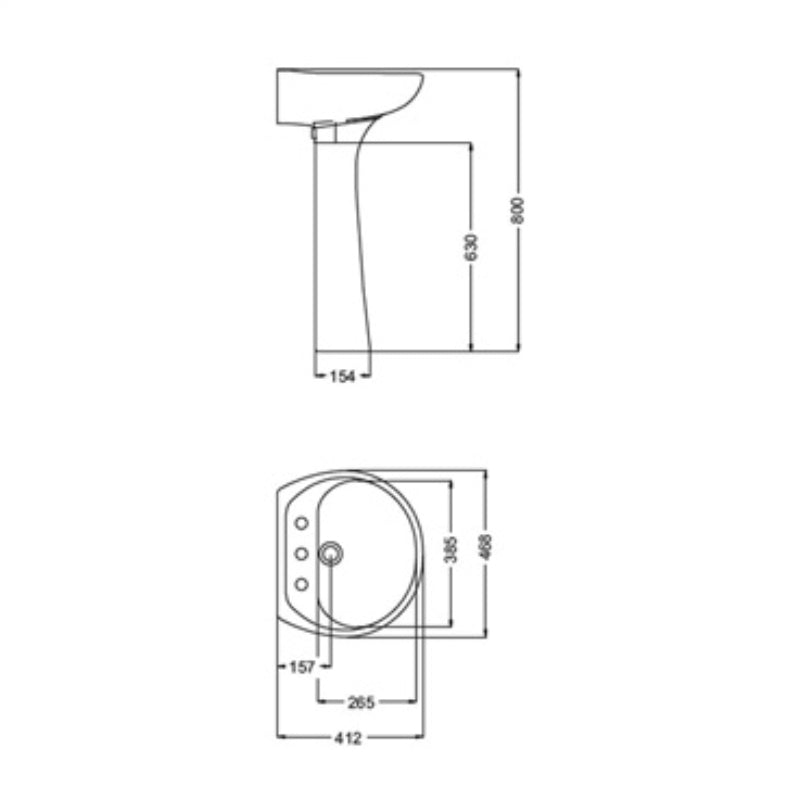 Lavatorio Ferrum Andina Sin Columna (LEA1)/(LEA3)