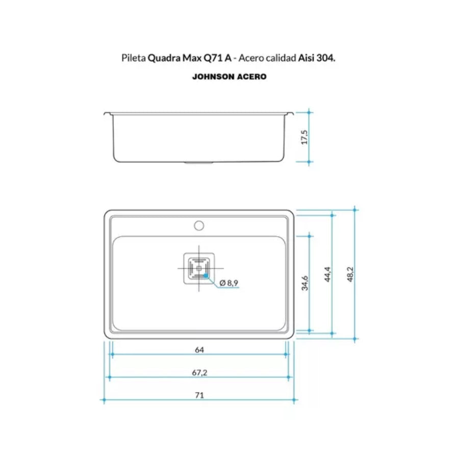 Pileta Bacha de Cocina Johnson Quadra Max (Q71ad)