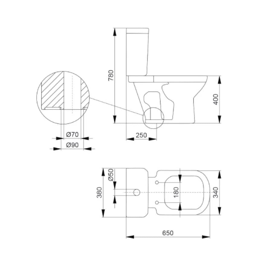 Combo Piazza Amalfi Inodoro + Depósito + Bidet 1 AG + Tapa (B0100) (B0104)