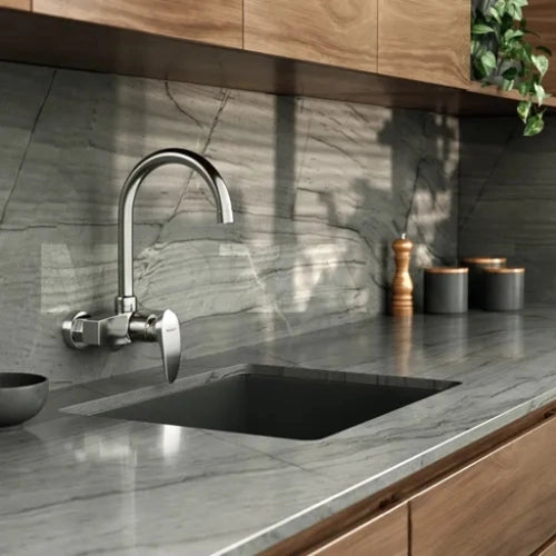 Grifería de Pared Monocomando Doha Abs Cromada Mozart (7154)