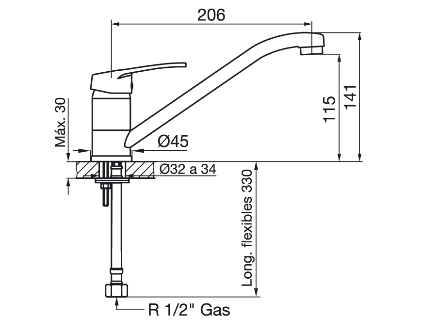 Griferia de Cocina Monocomando FV Arizona (0411.01/B1)