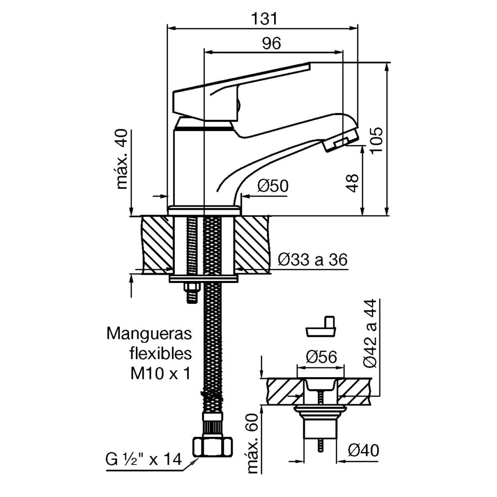 Griferia para lavatorio Monocomando FV Compacta (0181/M4)
